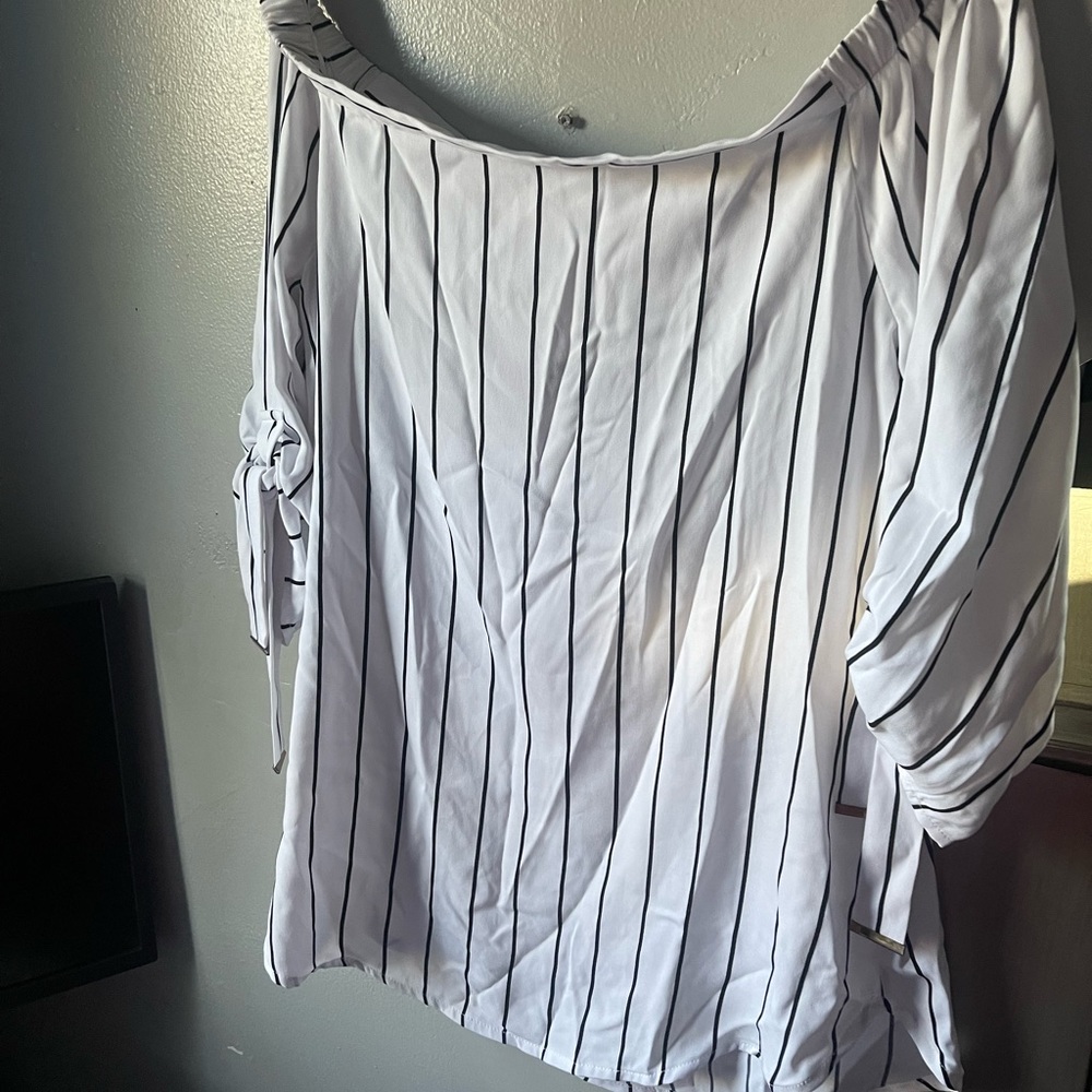 Pinstripe off the shoulder top